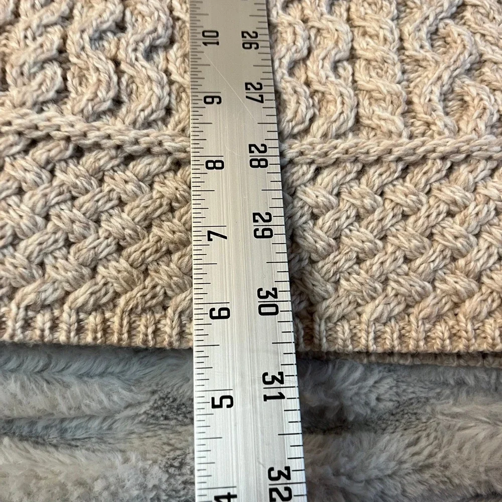 Aran Knit‎ Asymmetrical Zip Cardigan Ivory/Beige/Natural - Picture 9 of 12